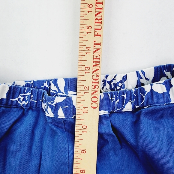 Vintage Orvis Cropped Capri Pants Blue Size 10 Women's Elastic Waist Floral - Picture 10 of 12